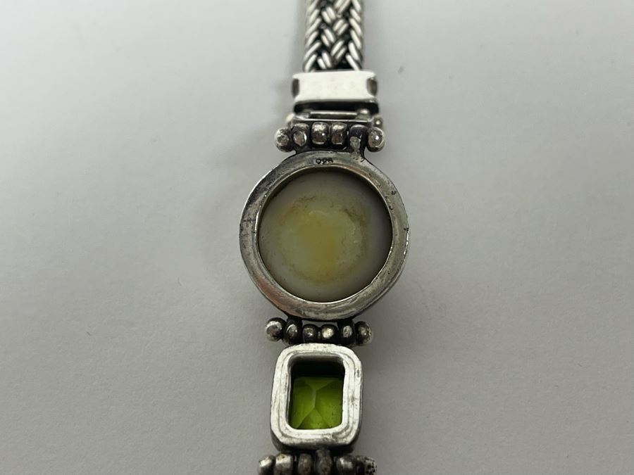 Sterling Silver Bracelet With Pearl And Gemstones 7L 31.9g [Photo 7]