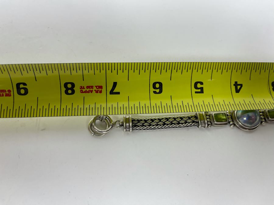 Sterling Silver Bracelet With Pearl And Gemstones 7L 31.9g [Photo 12]