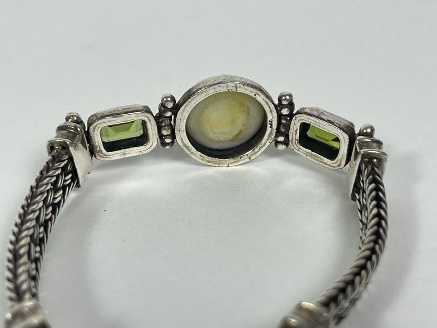 Sterling Silver Bracelet With Pearl And Gemstones 7L 31.9g [Photo 5]