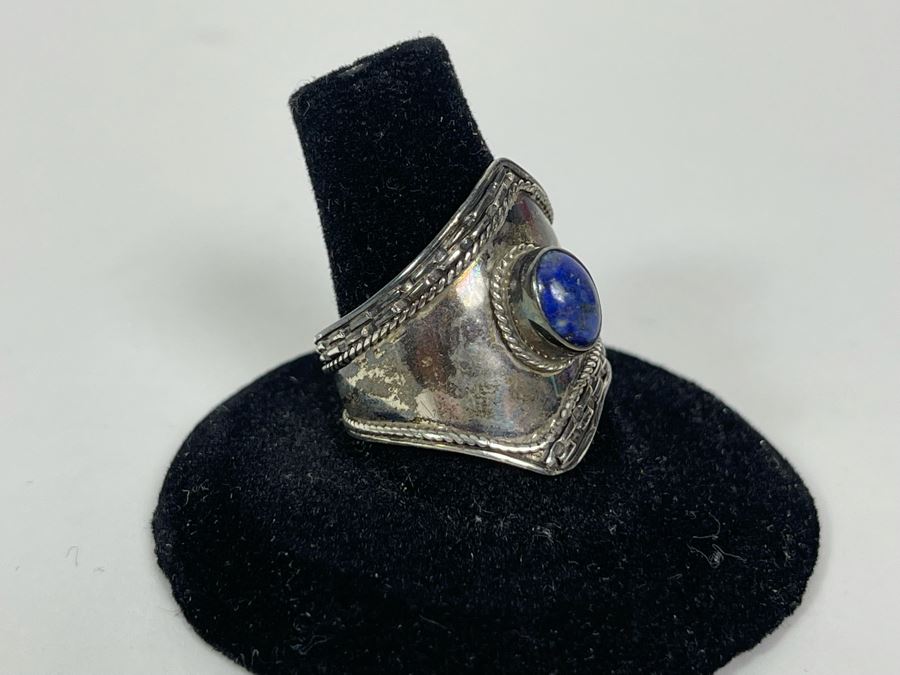 Sterling Silver Ring With Lapis Lazuli Stone Size 9.5 4g [Photo 4]