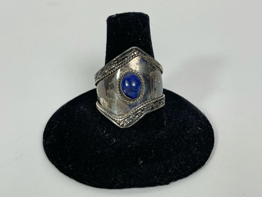 Sterling Silver Ring With Lapis Lazuli Stone Size 9.5 4g [Photo 3]