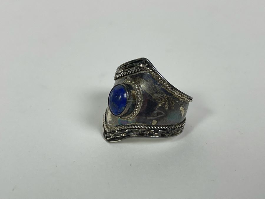 Sterling Silver Ring With Lapis Lazuli Stone Size 9.5 4g [Photo 7]