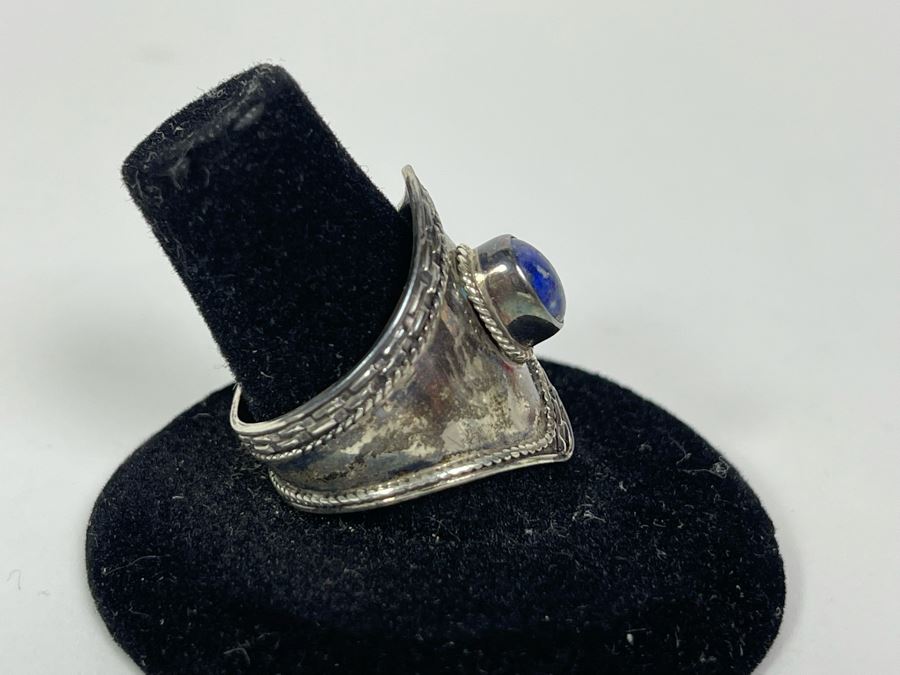 Sterling Silver Ring With Lapis Lazuli Stone Size 9.5 4g [Photo 5]