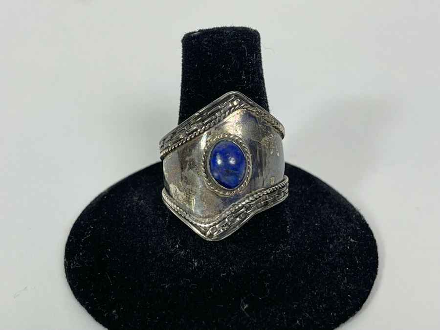 Sterling Silver Ring With Lapis Lazuli Stone Size 9.5 4g [Photo 1]