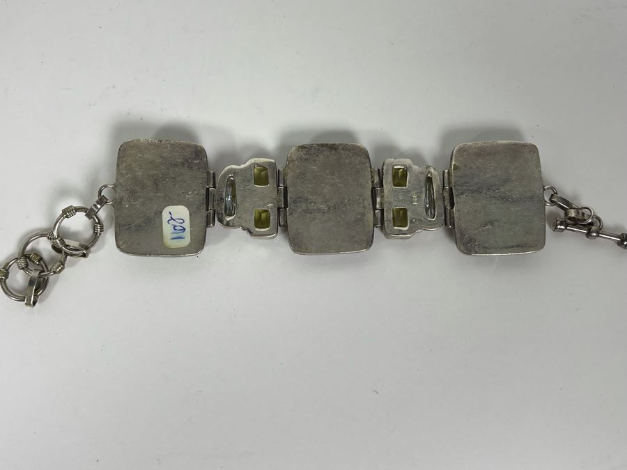 Sterling Silver Bracelet With Pearls And Gemstones 7-9L 67.1g [Photo 8]