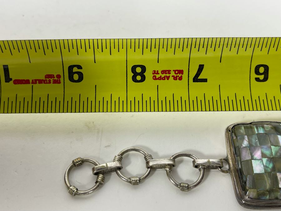 Sterling Silver Bracelet With Pearls And Gemstones 7-9L 67.1g [Photo 9]