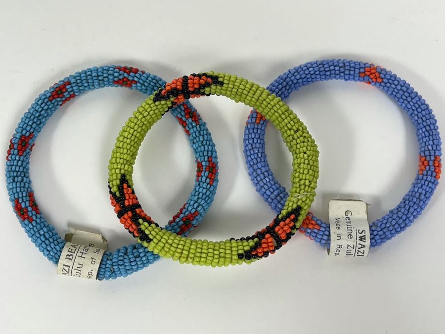 Set Of Three Swazi Beads Zulu Handicrafts From South Africa  [Photo 5]