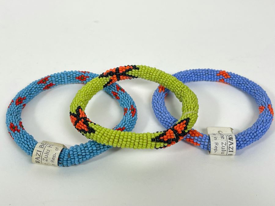 Set Of Three Swazi Beads Zulu Handicrafts From South Africa 