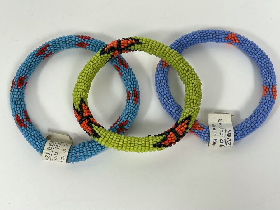 Set Of Three Swazi Beads Zulu Handicrafts From South Africa  [Photo 4]