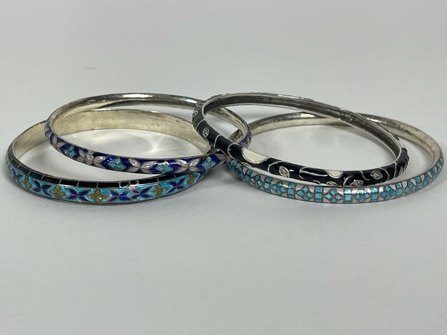 Set Of Four Sterling Silver Bracelets 57.9g [Photo 2]
