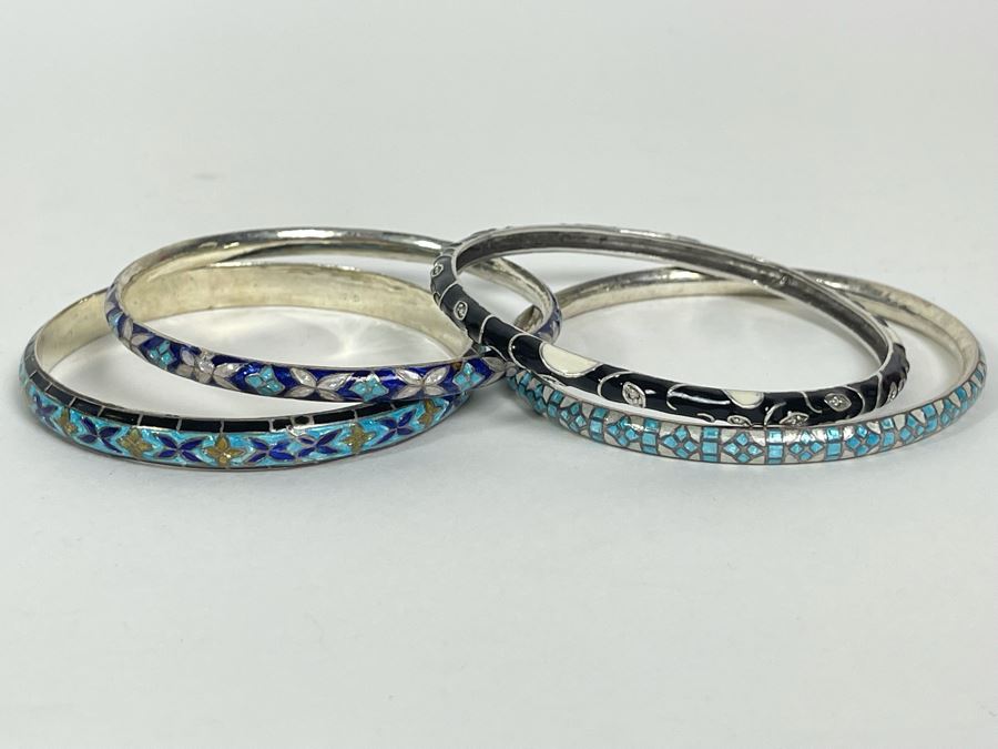 Set Of Four Sterling Silver Bracelets 57.9g [Photo 1]