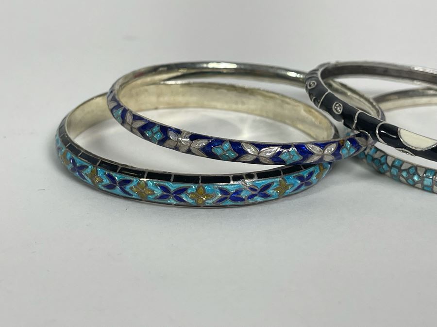 Set Of Four Sterling Silver Bracelets 57.9g [Photo 3]