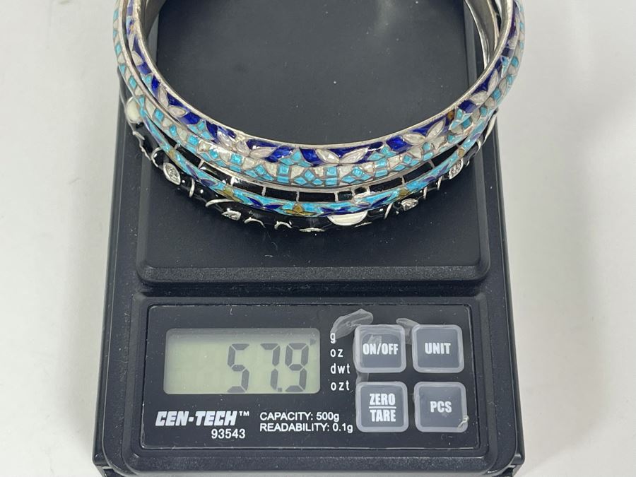 Set Of Four Sterling Silver Bracelets 57.9g [Photo 9]