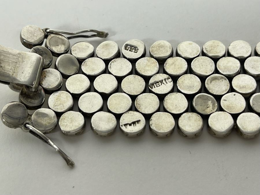 Heavy Sterling Silver Modernist Bracelet Signed Mexico 7.5L 123.2g [Photo 10]