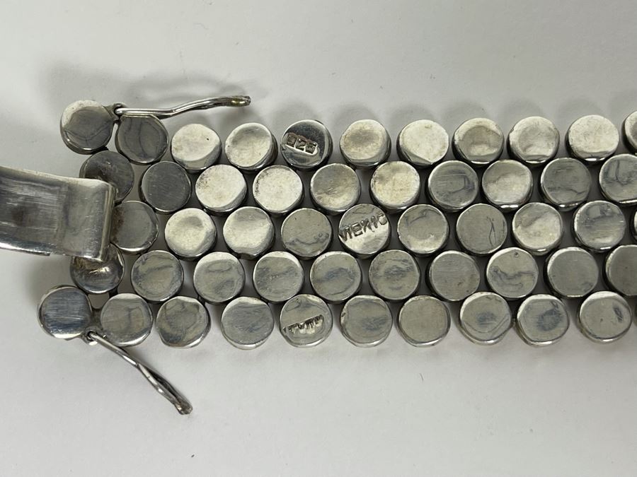 Heavy Sterling Silver Modernist Bracelet Signed Mexico 7.5L 123.2g [Photo 9]