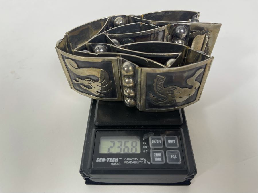 Sterling Silver Belt Signed Mexico 28L 236.8g [Photo 16]