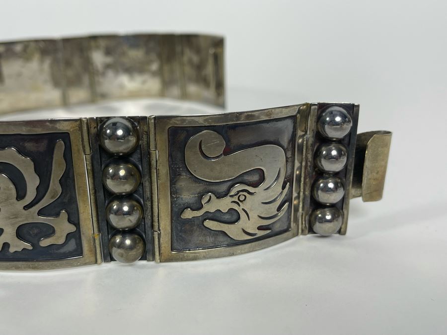Sterling Silver Belt Signed Mexico 28L 236.8g [Photo 12]