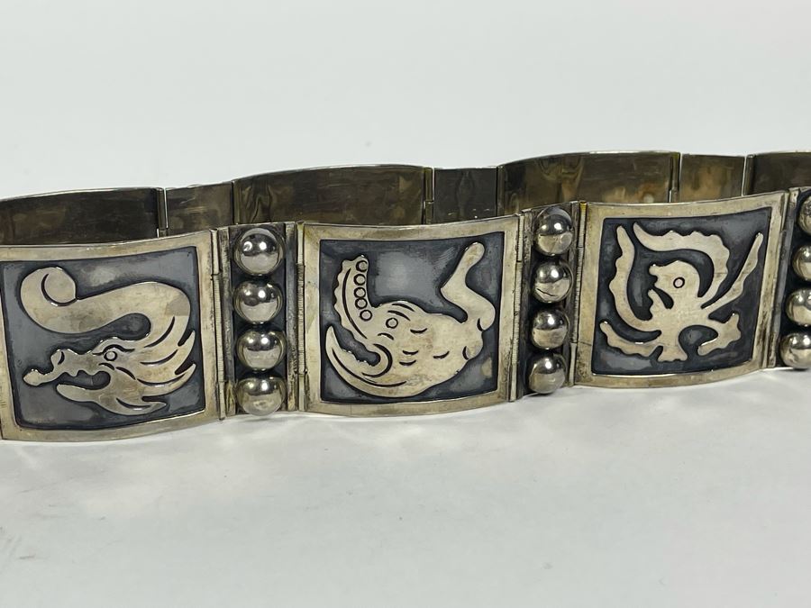 Sterling Silver Belt Signed Mexico 28L 236.8g [Photo 14]