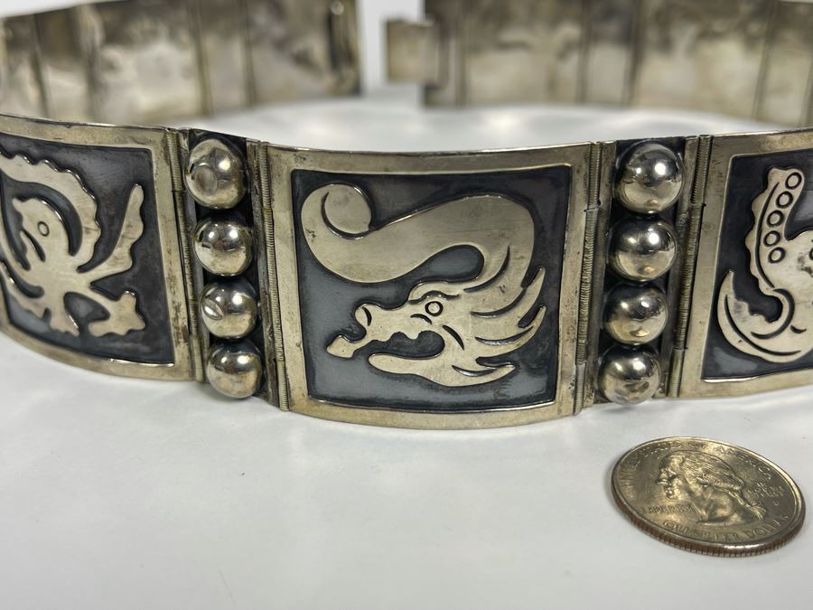 Sterling Silver Belt Signed Mexico 28L 236.8g [Photo 7]