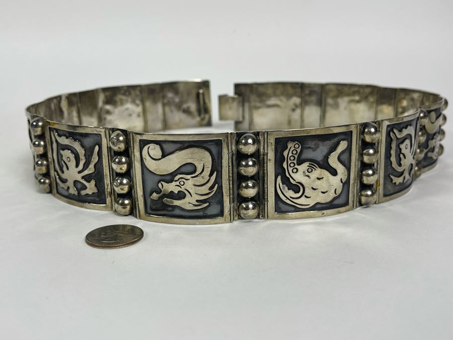 Sterling Silver Belt Signed Mexico 28L 236.8g [Photo 2]