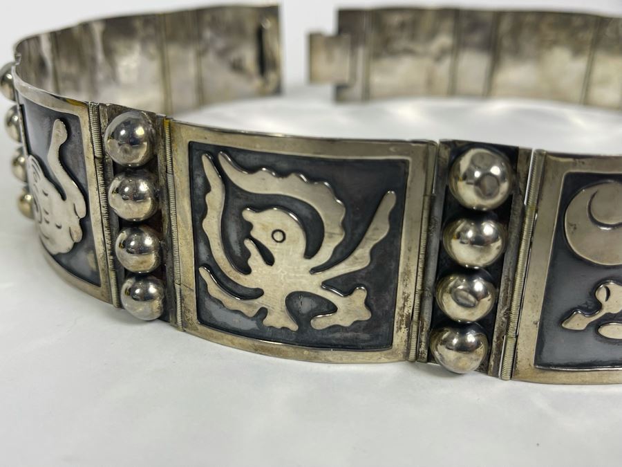 Sterling Silver Belt Signed Mexico 28L 236.8g [Photo 8]