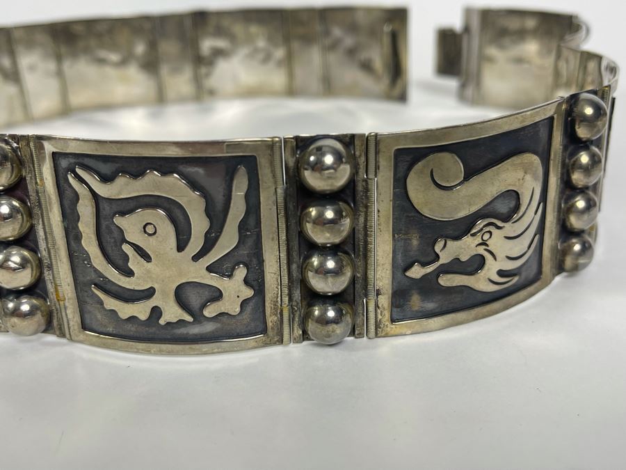 Sterling Silver Belt Signed Mexico 28L 236.8g [Photo 10]