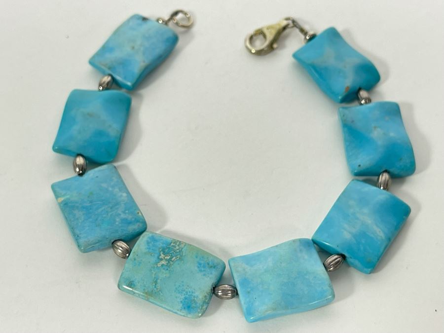 Turquoise Sterling Silver Bracelet 8L [Photo 4]