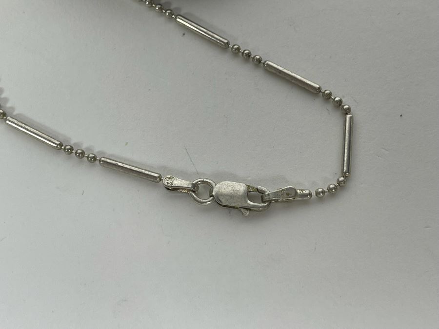 Turquoise Sterling Silver Pendant With Long Sterling Silver 60'L Italy Necklace [Photo 12]