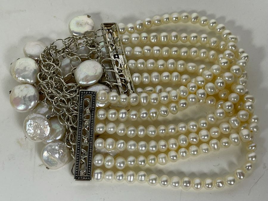 Barse Sterling Silver Pearl Bracelet 56.5g [Photo 12]