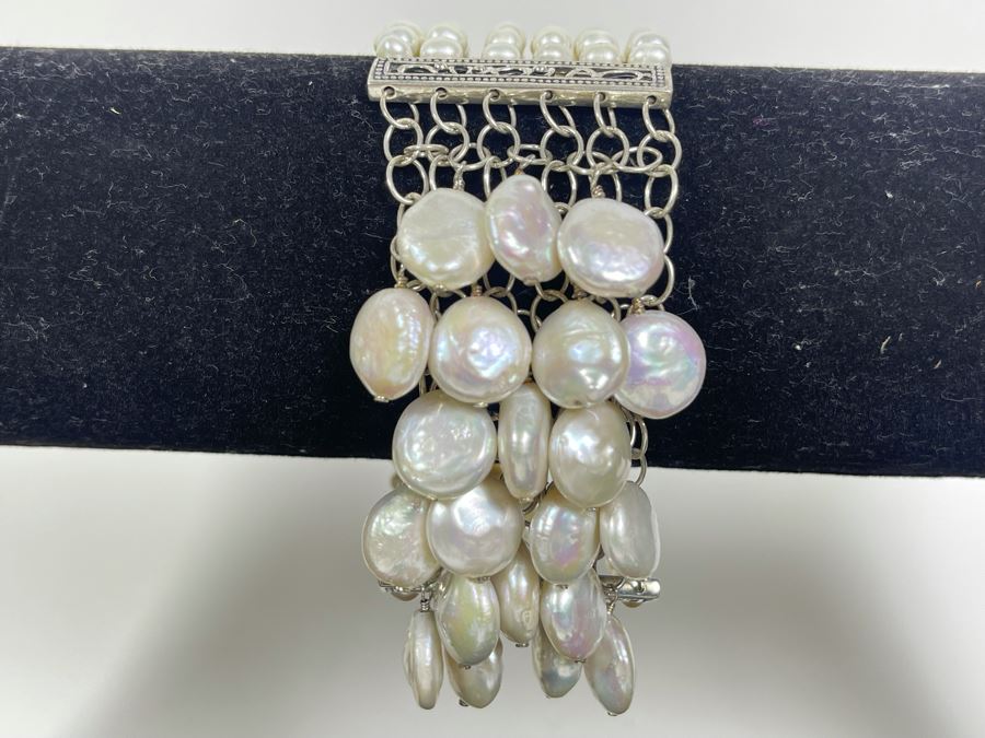 Barse Sterling Silver Pearl Bracelet 56.5g [Photo 4]