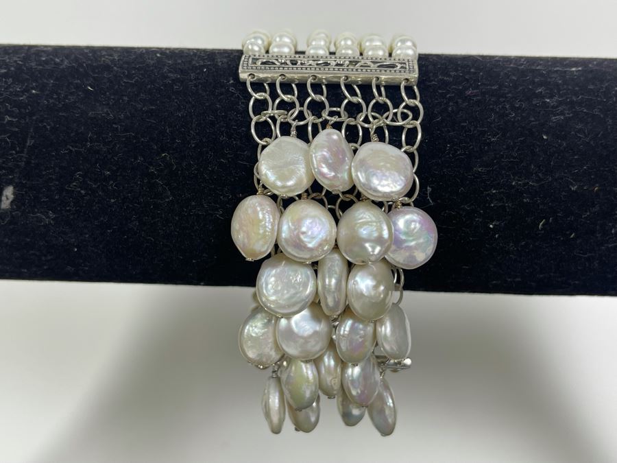 Barse Sterling Silver Pearl Bracelet 56.5g [Photo 3]