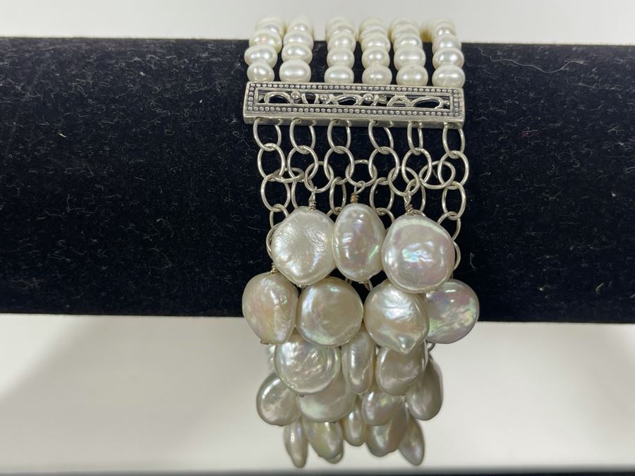 Barse Sterling Silver Pearl Bracelet 56.5g [Photo 5]