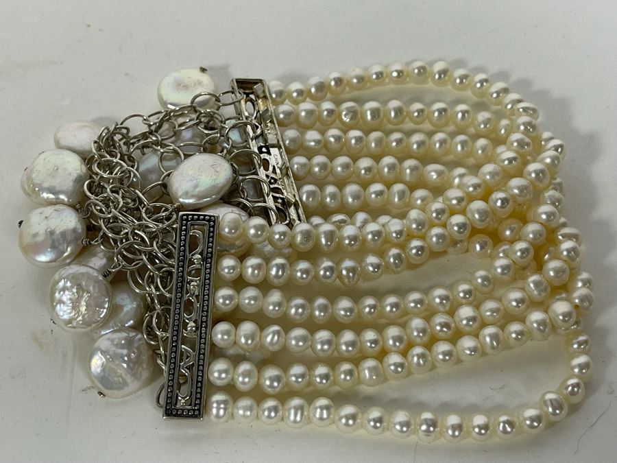 Barse Sterling Silver Pearl Bracelet 56.5g [Photo 13]