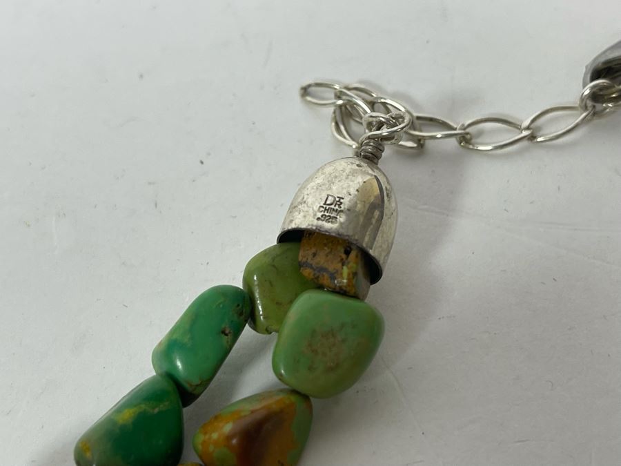 Double Strand Turquoise Necklace With Sterling Silver Clasp Apx 35-40L [Photo 5]