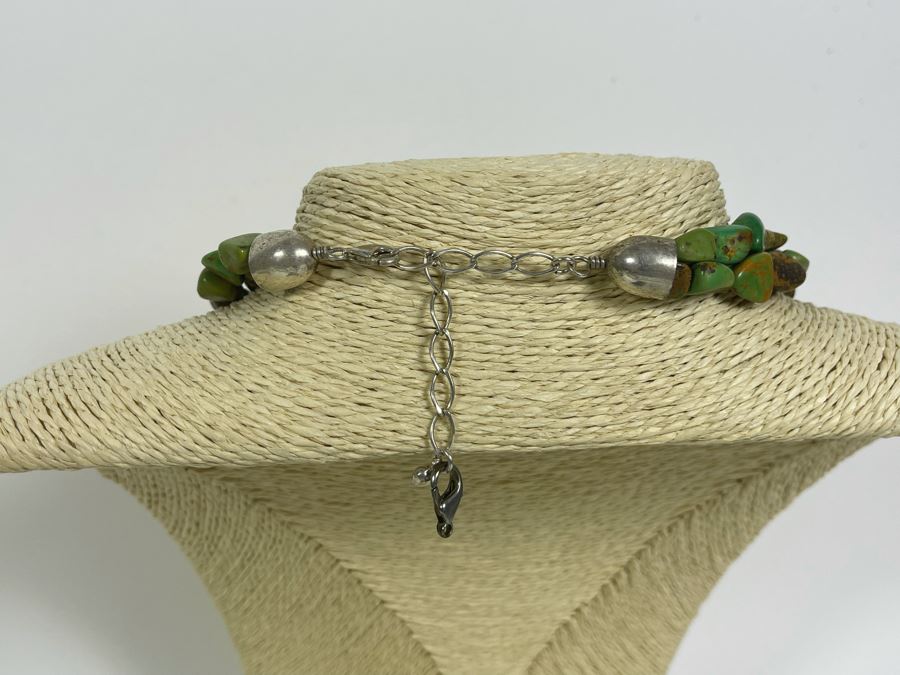 Double Strand Turquoise Necklace With Sterling Silver Clasp Apx 35-40L [Photo 4]