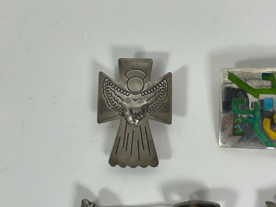 Collection Of Sterling Silver Brooches Pins 47.2g [Photo 6]