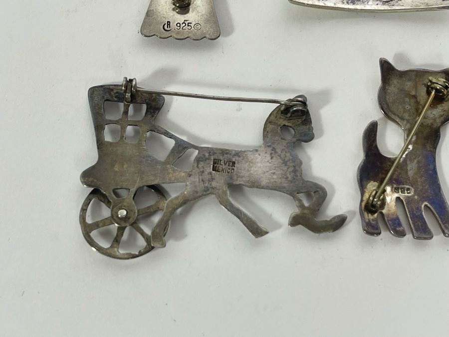 Collection Of Sterling Silver Brooches Pins 47.2g [Photo 12]