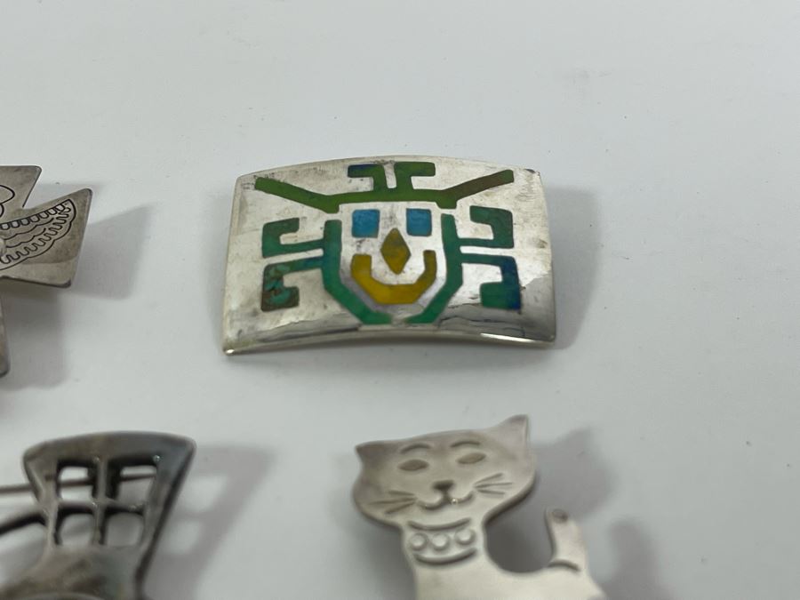 Collection Of Sterling Silver Brooches Pins 47.2g [Photo 7]