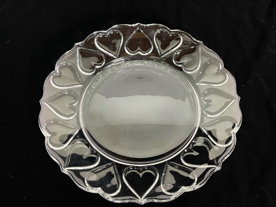 Tiffany & Co Crystal Heart Plate 8.5R