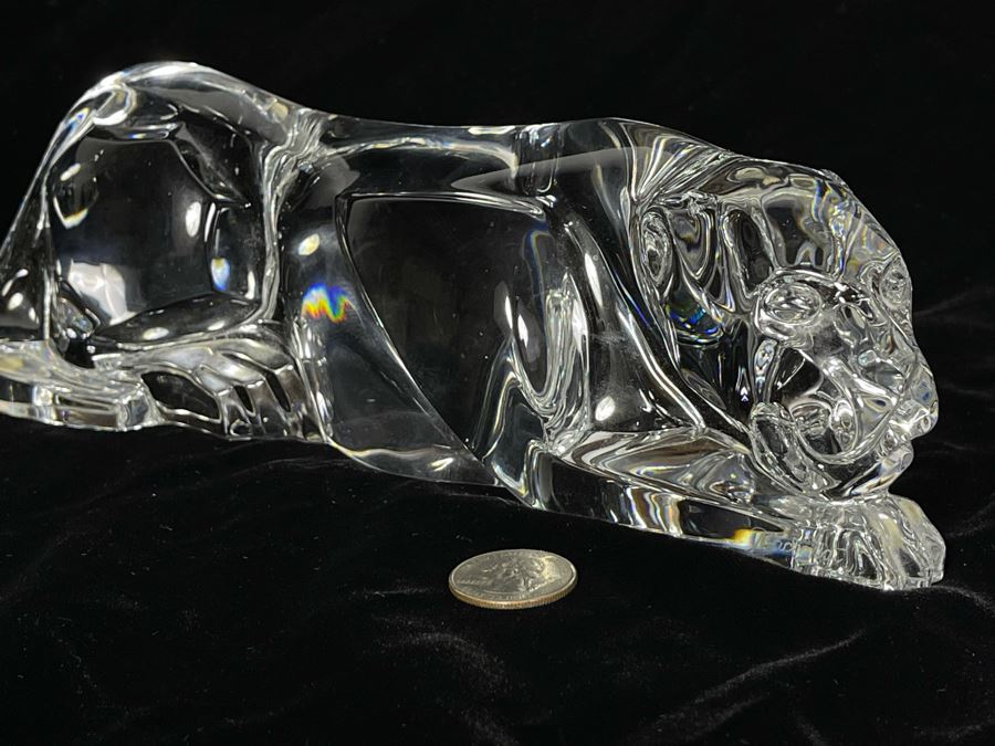 Signed Baccarat Crystal Panther Sculpture 10.5W X 3D X 3H (See Second Photo For Several Scratches) [Photo 9]