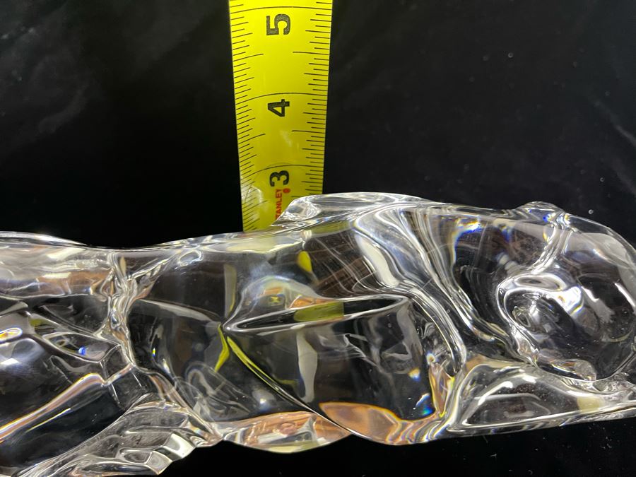 Signed Baccarat Crystal Panther Sculpture 10.5W X 3D X 3H (See Second Photo For Several Scratches) [Photo 14]