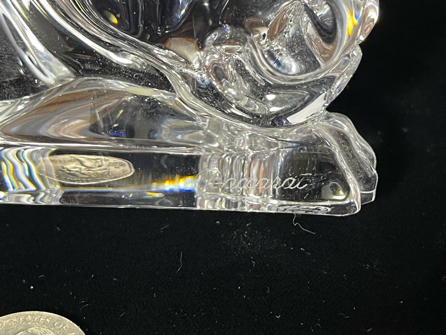 Signed Baccarat Crystal Panther Sculpture 10.5W X 3D X 3H (See Second Photo For Several Scratches) [Photo 6]