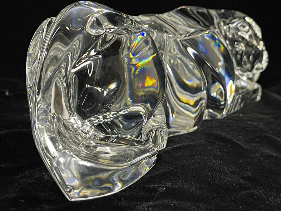 Signed Baccarat Crystal Panther Sculpture 10.5W X 3D X 3H (See Second Photo For Several Scratches) [Photo 12]