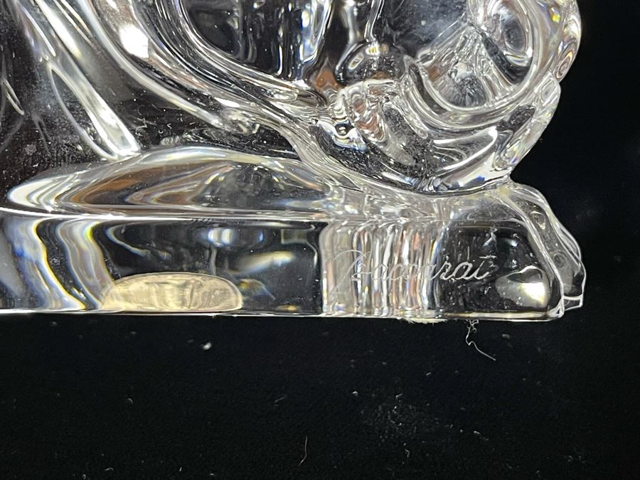 Signed Baccarat Crystal Panther Sculpture 10.5W X 3D X 3H (See Second Photo For Several Scratches) [Photo 5]