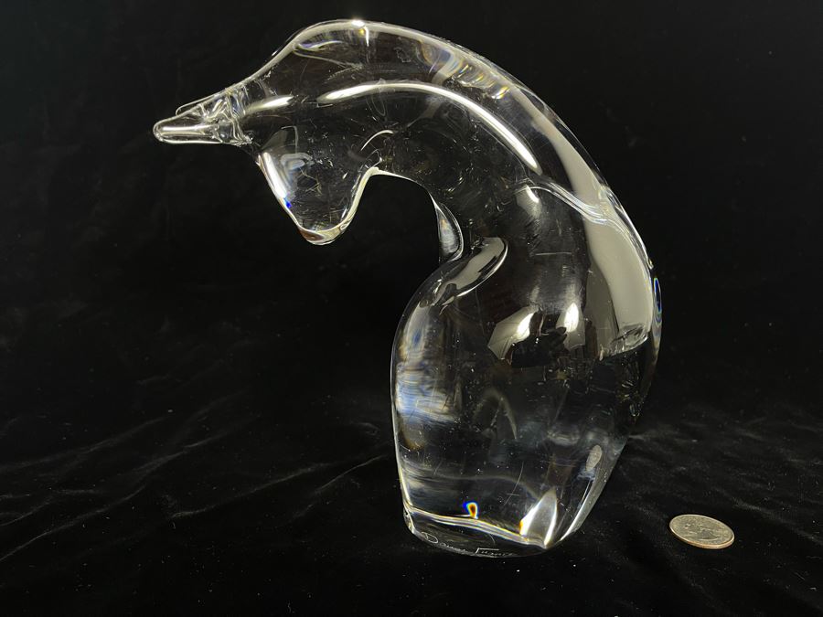 Signed Daum France Crytal Cat Sculpture 8H X 7.5W [Photo 4]