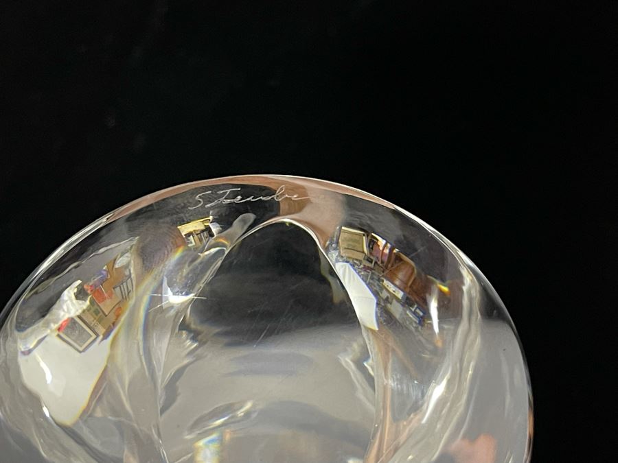 Signed Pair Of Steuben Crystal Owl Sculptures Apx 5H [Photo 7]