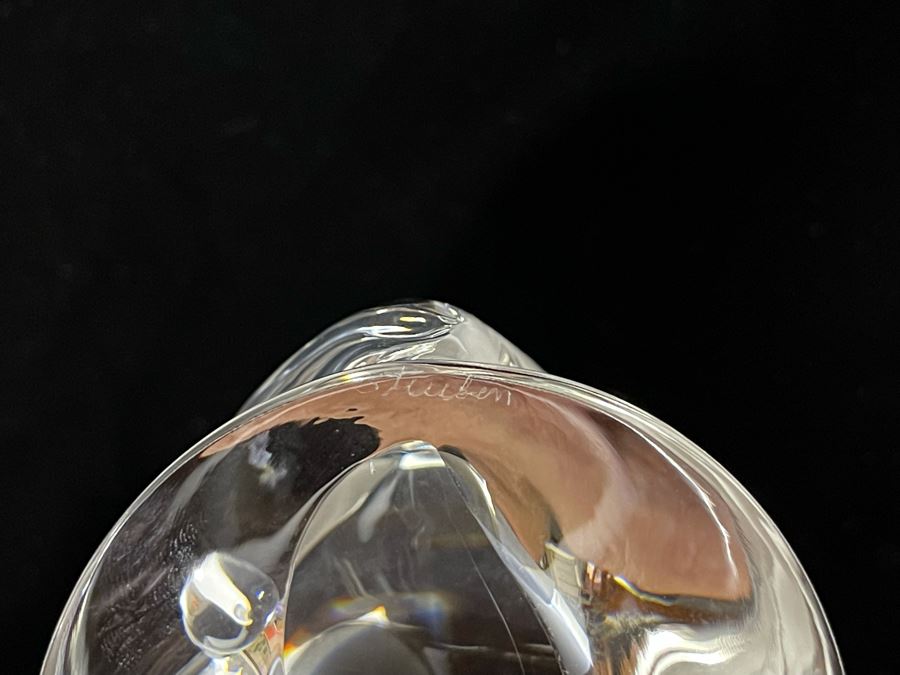 Signed Pair Of Steuben Crystal Owl Sculptures Apx 5H [Photo 8]