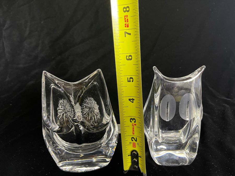 Signed Pair Of Daum France Crystal Owl Sculptures Apx 5.5H [Photo 10]