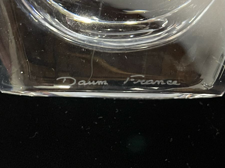 Signed Pair Of Daum France Crystal Owl Sculptures Apx 5.5H [Photo 9]