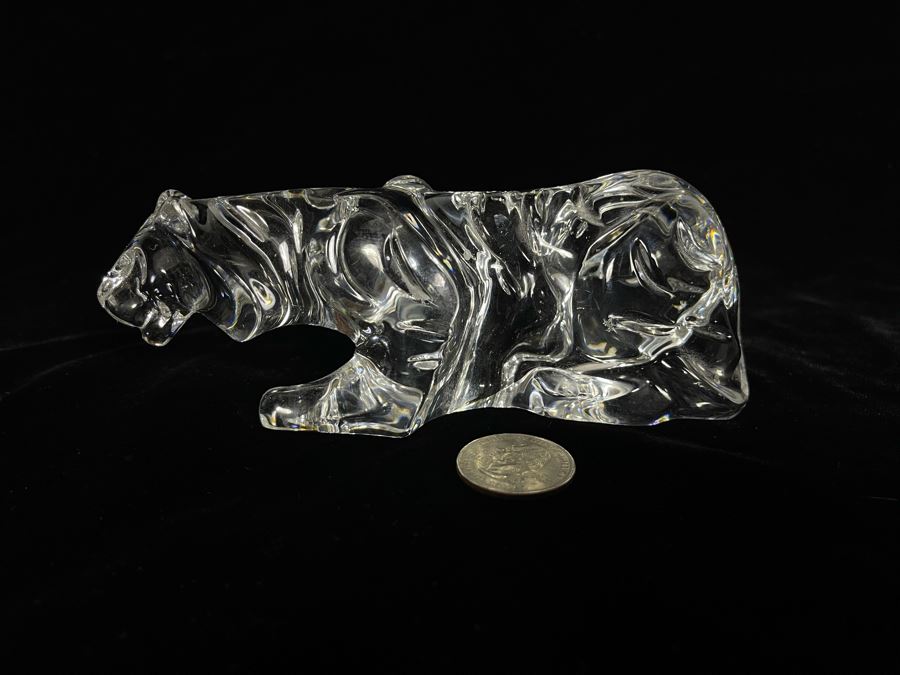 Signed Baccarat France Crystal Tiger 6W X 1.75D X 2H [Photo 3]